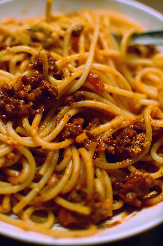 A picture of Mince and pasta dish.