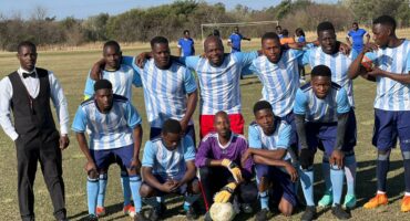 Zim Stars Football Club dressed in blue and white attire at the RBCA Chartered Accountant Super League.