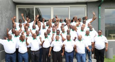 Members of the Senior Citizens Club cheering at their recent meeting at Grey Goose