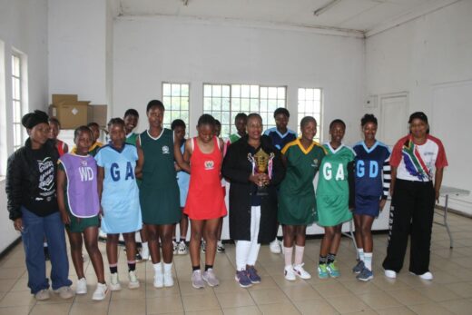 Under 17 teams playing under Inkosi Langalibalele Netball league. this photo was taken after the official launch of the league.