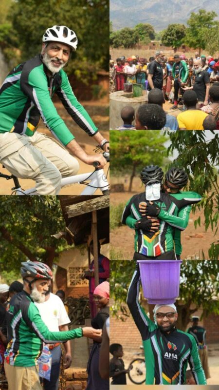 A collage of images of the volunteers during their trip to Malawi to install water wells.