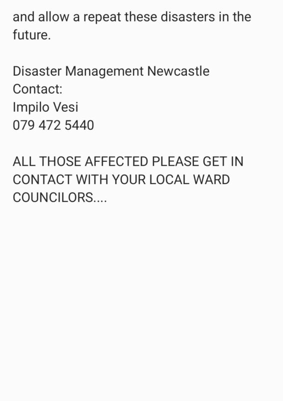 A municipal notice warning residents of a scammer doing the rounds, posing to be a municipal employee in the midst of the flash flood devastation.