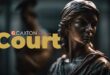 Caxton stock image of court news with lady of justice.