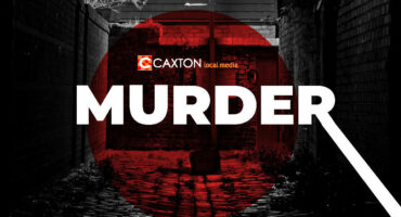 Caxton Local Media murder stock image in grey background and red circle with the wording murder in white.