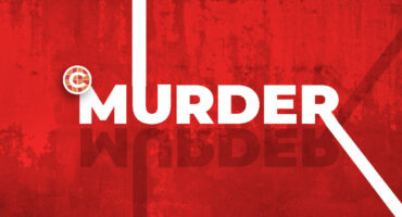 Caxton stock image for murder, with white writing on red background and Caxton logo.