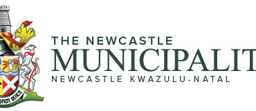 The coat of arms for Newcastle Municipality, KwaZulu-Natal's logo, with 'Newcastle Municipality' written next to it in bold text on a white background.