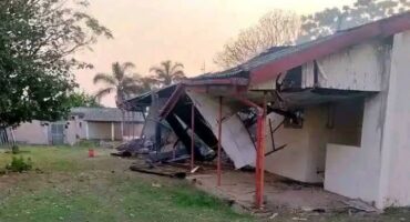 An image of the Mondlo municipal office that were set alight by frustrated residents during the unrest last year.