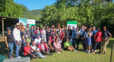 A group image of the winners of the iNgakithi Tourism Competition organised by EDTEA at Hluhluwe.