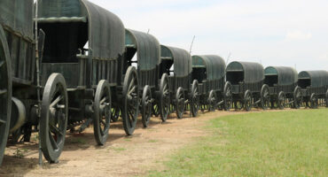 Image of bronze wagons at Blood River Museum.