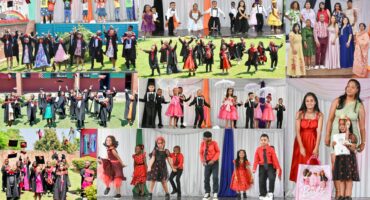 A collage of photos of the Wonderland Pre-Primary School's staff and learners during their graduation concert in Newcastle.