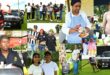 A collage of photos of one or more groups of people posing during a Car show and Market Day in Newcasle.