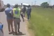 A GROUP OF LAW OFFICIALS ARREST A TAXI DRIVER IN NEWCASTLE, KZN.