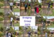 A collage of photos showing learners from the Bridging Group 2025 taking turns to ring a ceremonial bell outdoors at Tugela Pre-Vocational School. Each photo features one or a small group of learners standing beneath the metal bell structure in a garden area with trees and school buildings in the background.