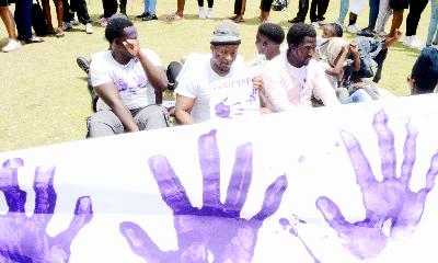 Saying no to GBV during a march in Dundee.