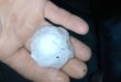 Photo of hail in Glencoe in a person's hand.
