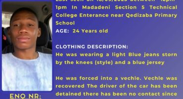 A missing persons poster of Lindokuhle Kantwela.