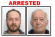 A poster showing the arrests of father and son Gerhard Wilhelm (73) and Christiaan Jacobus Liebenberg.