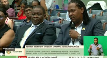 Mayor Cllr Xolani Dube, Municipal Manager Zamani Mcineka appearing before the Portfolio Committee on Co-operative Governance and Traditional Affairs.