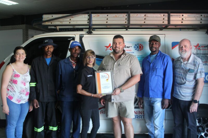 Newcastle Advertiser Readers Choice Award winner receiving their award.
