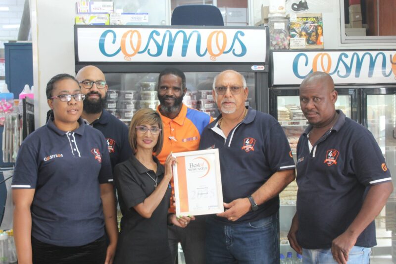 Newcastle Advertiser Readers Choice Award winner receiving their award.