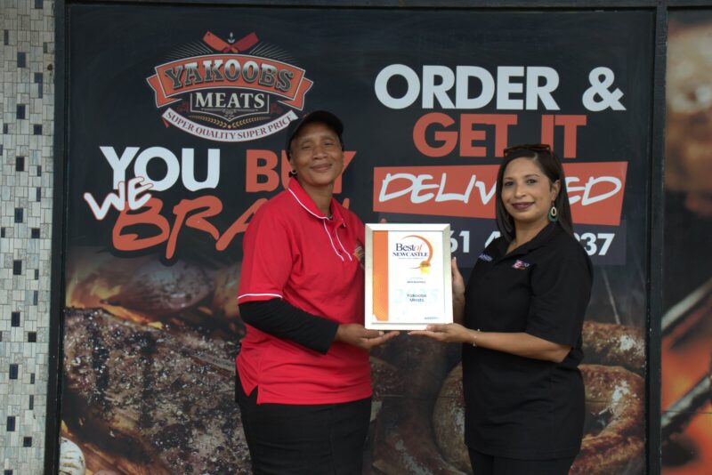 Newcastle Advertiser Readers Choice Award winner receiving their award.