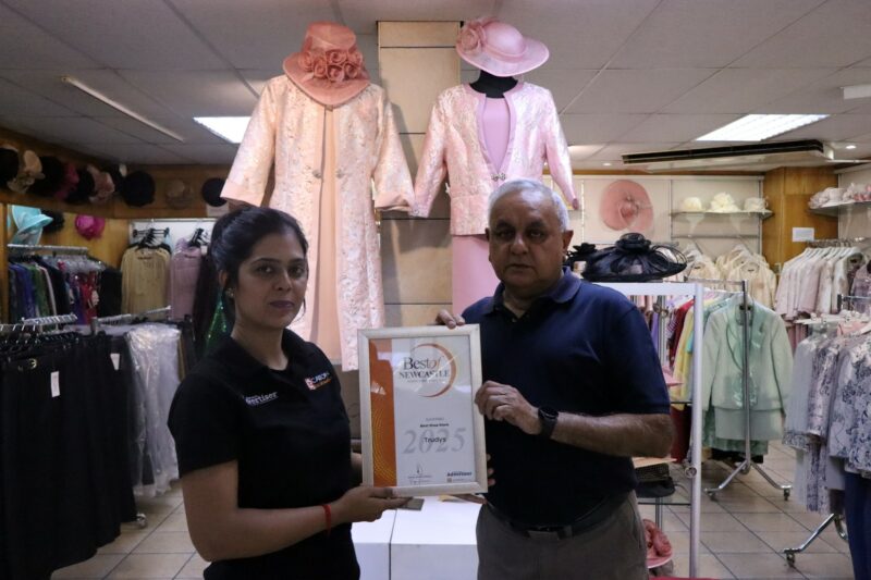 Newcastle Advertiser Readers Choice Award winner receiving their award.