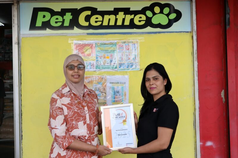 Newcastle Advertiser Readers Choice Award winner receiving their award.