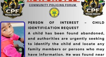 A CPF poster requesting informaion of an abandoned child found in Newcastle CBD with a photo of the child