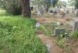 Image of pollution seeping on to gravestones.