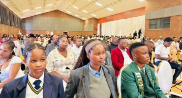 An image of three girls from AbaQulusi Local Municipality schools who are amongst the top ten matric achievers at the matric excellence awards held at Cecil Emmett Hall.