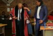 Newcastle Deputy Mayor Andile Nkosi being sworn into office by Newcastle Mayor Xolani Dube.