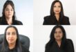 A collage of pictures of women who work at the Newcastle Advertiser dressed in their formal black uniform in front of a white backgrounds.