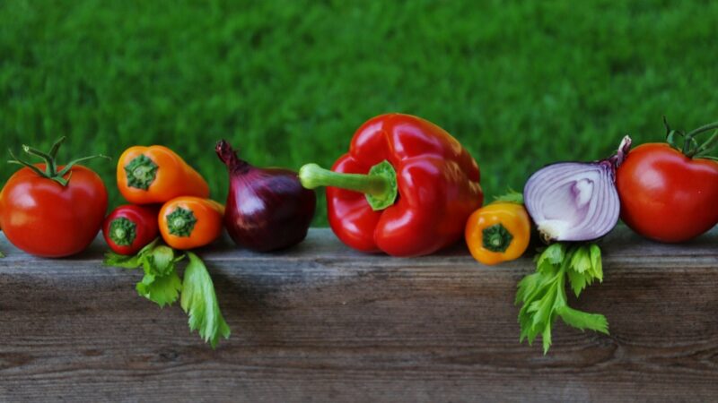 Fresh vegetables rich in vitamins for skin health.