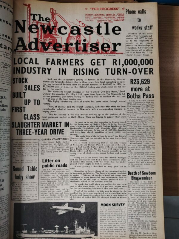 The Newcastle Advertiser front page in 1967.