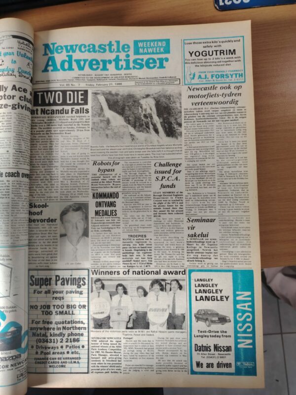 The Newcastle Advertiser front page in 1986.