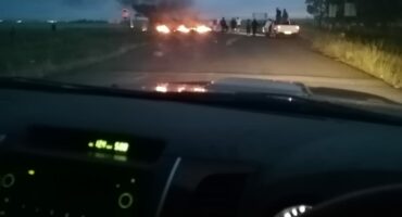Image of protest action, blocked roads in Durnacol.