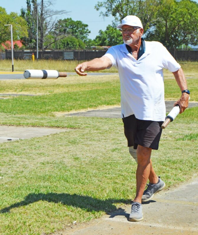 A single Jukskei player out on the field.