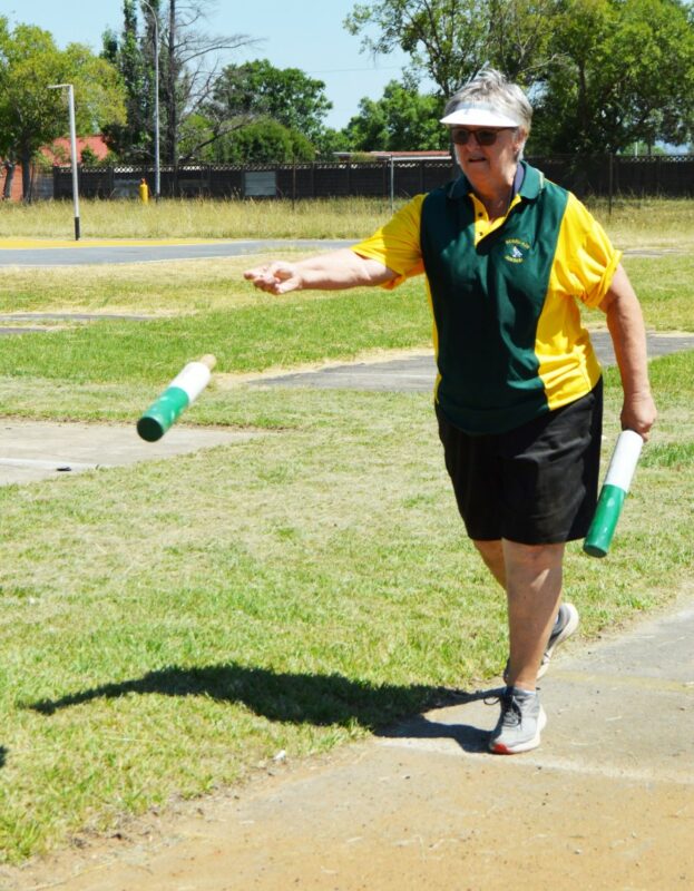 A single Jukskei player out on the field.