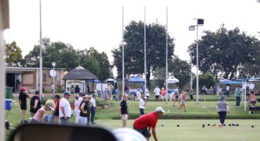 People enjoying a day of bowls at the Newcastle Bowling Club in Arbor Park.