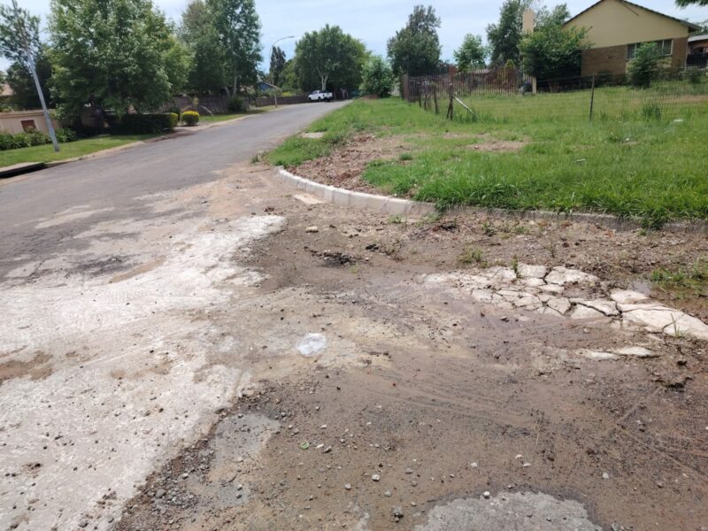 A road is photographed in a very poor state in Newcastle, KZN.