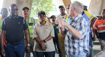 KZN Legislature Committee Chairperson listening to briefings about the infrastructure works being done at Celani and the Hospital.