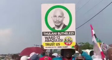 An Image of a placard held up high of Thulani Buthelezi, an IFP councillor of ward 12 who won the by-election held in AbaQulusi Local Municipality.