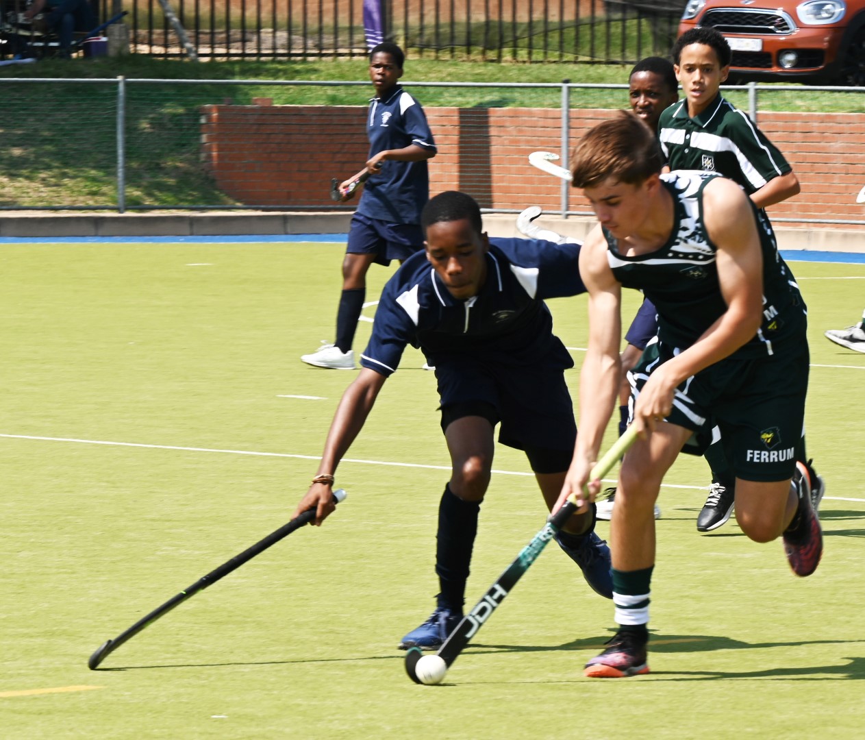 A photo of male hockey players at the St Dominics boys' hockey pre-season tournament.