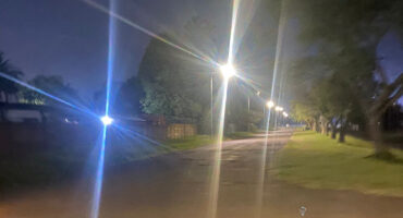 Image of street lights shining at night in Glencoe.