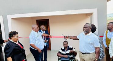 An image of stakeholders and Nozipho Gumede during the ribbon cutting ceremony as a newly built house was handed over to the Mbatha family last week.
