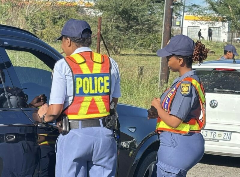 Various law enforcement agencies are photographed during an Easter weekend road block operation in Dannhauser.