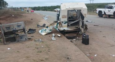 Image of bombed security van.