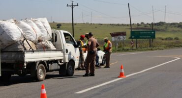 A roadblock during a joint law enforcement operation.