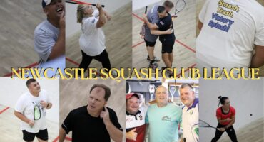 A collage of the players during the Newcastle Squash Club league in March.