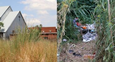 Overgrown grass and illegal dumping near Voortrekker Street parking area